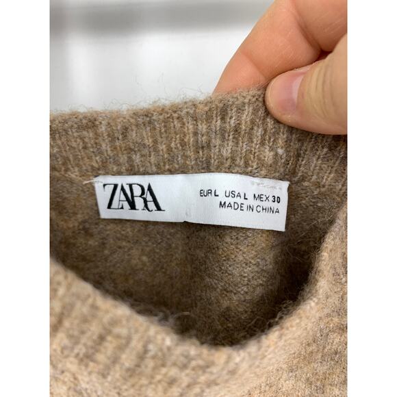 Zara Cropped Sweater Tank Top Womens Large Brown Wool Blend - Picture 3 of 5